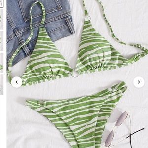 neon green zebra print bathing suit